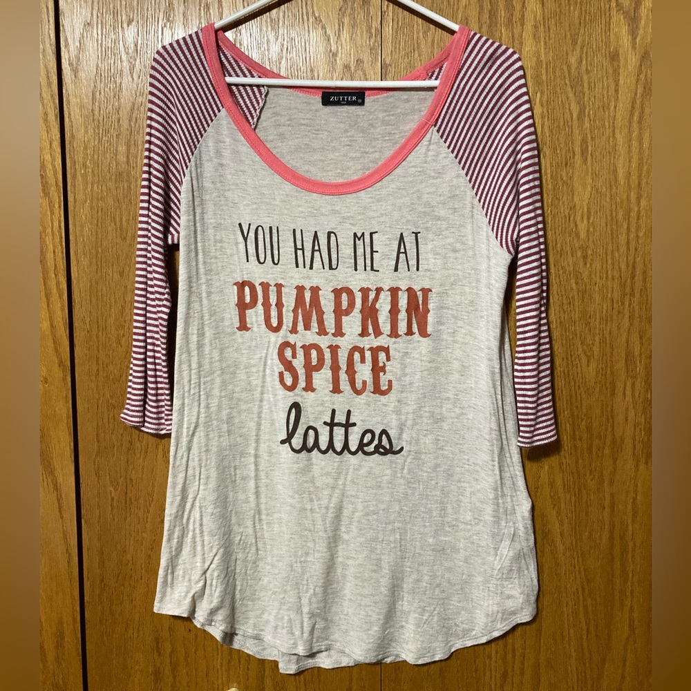 Fall Cream Striped Sleeve Tee